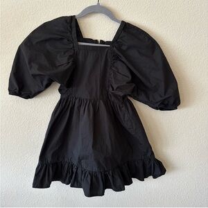 GB Girls Elegant Black Dress with Puff Sleeves